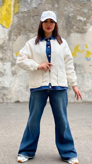 بارانی زنانه استخونی با جزئیات جین ۰۰۴